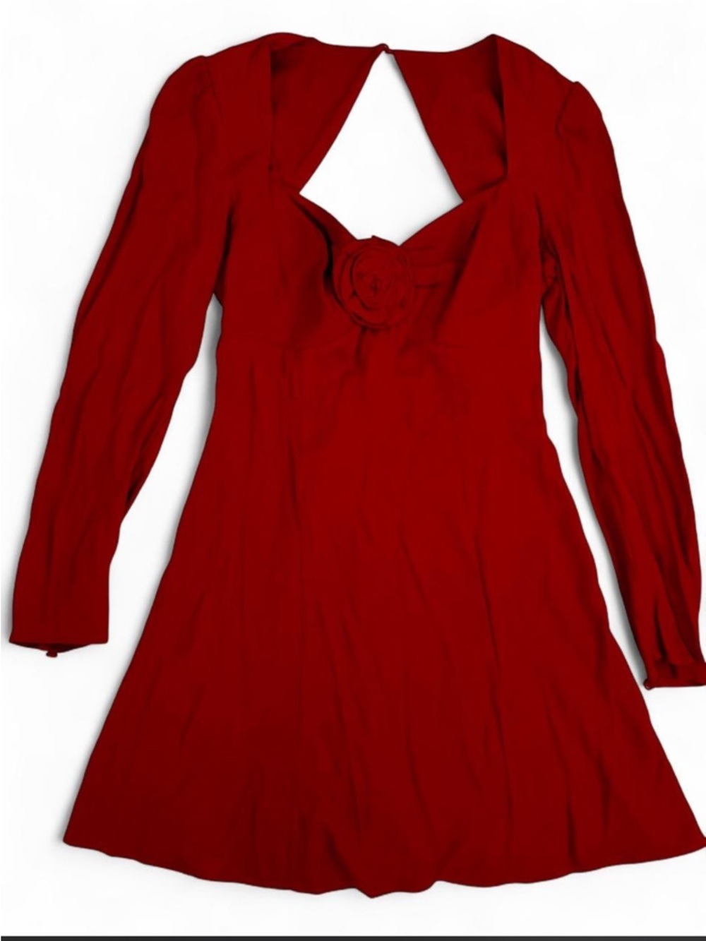 Reformation Long-Sleeve V-Neck Fit & Flare Dress